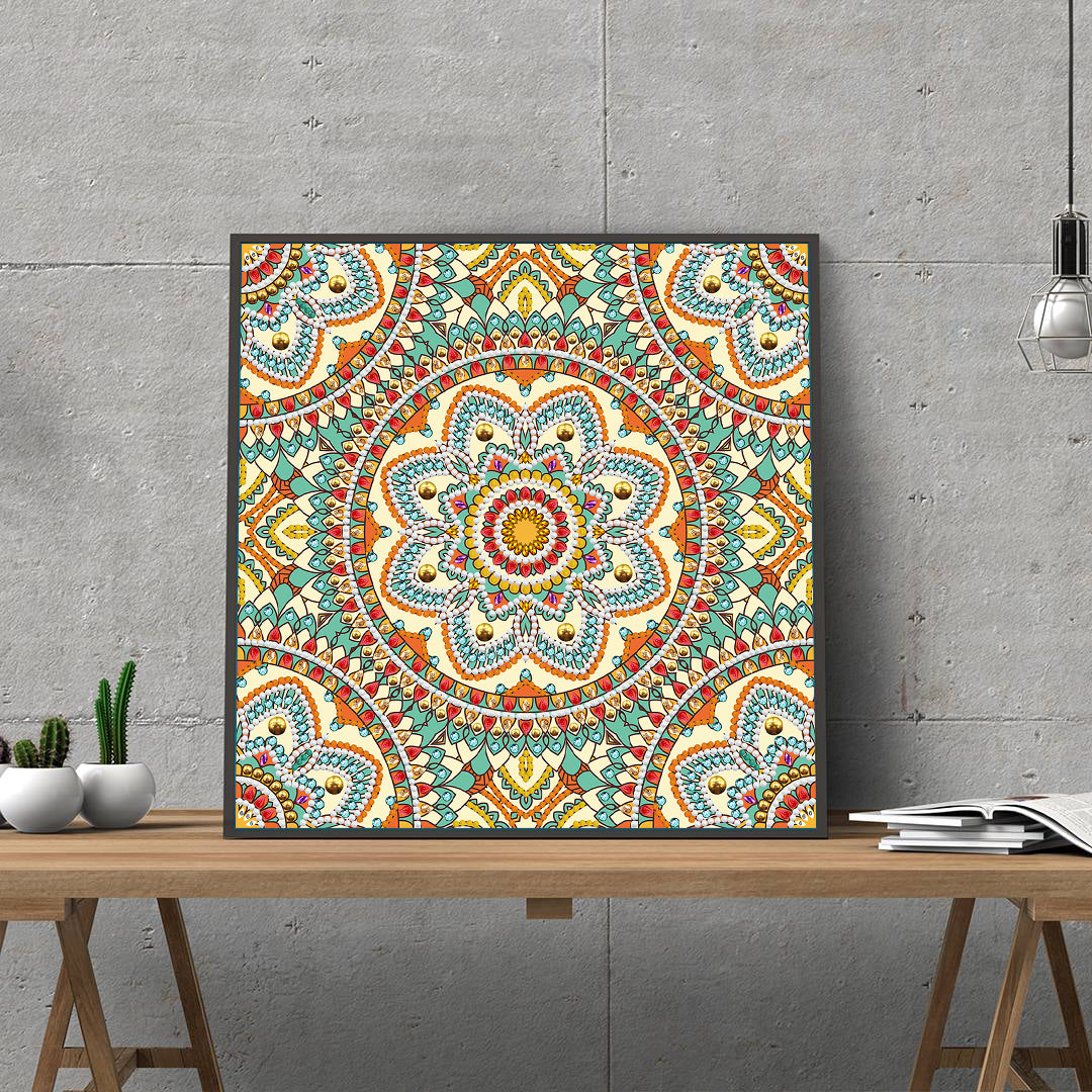 Abstract Art Mandala Flower | Luminous Diamond Painting Kits