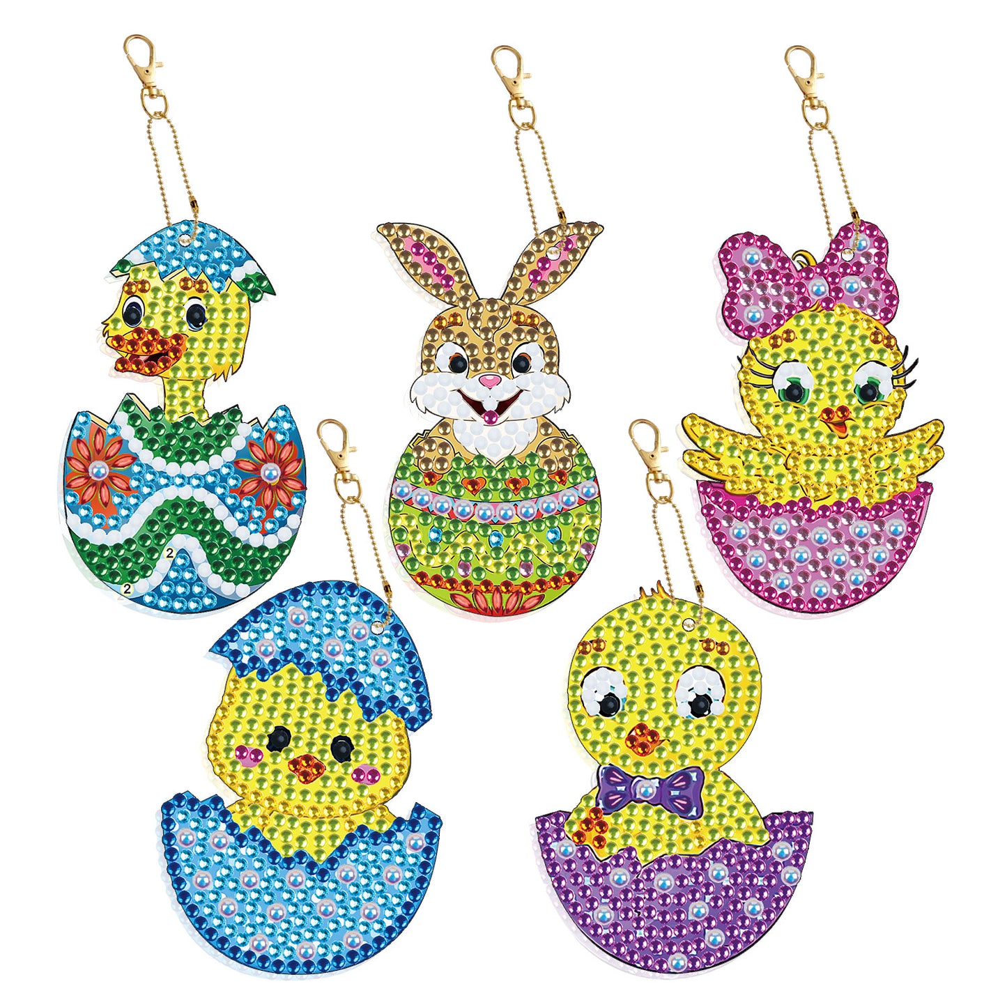 DIY keychain | Easter duck | Double-sided | Five Piece Set