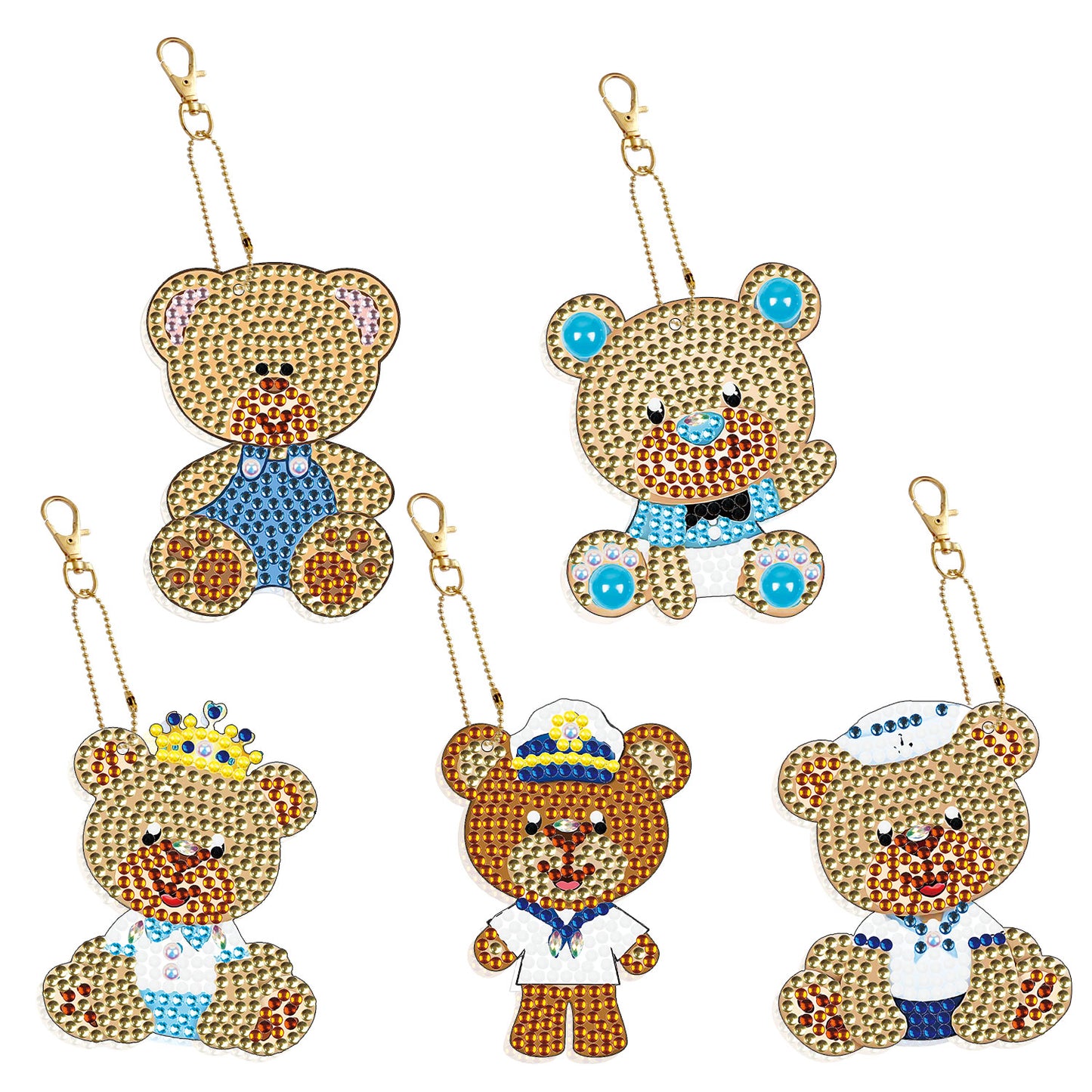 DIY keychain | Bear | Double-sided | Five Piece Set