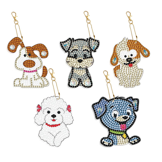 DIY keychain | Dog | Double-sided | Five Piece Set