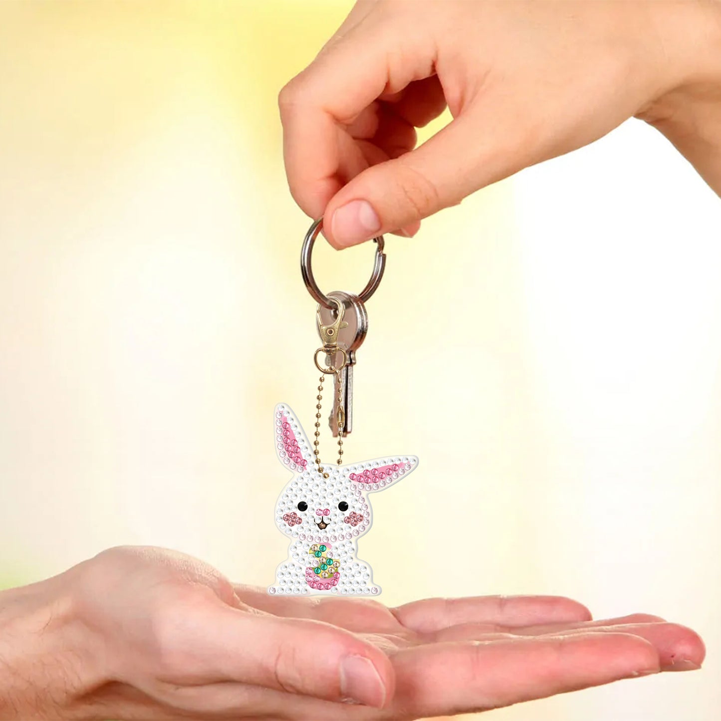 DIY Schlüsselanhänger | Kaninchen | Doppelseitig | Fünfteiliges Set 