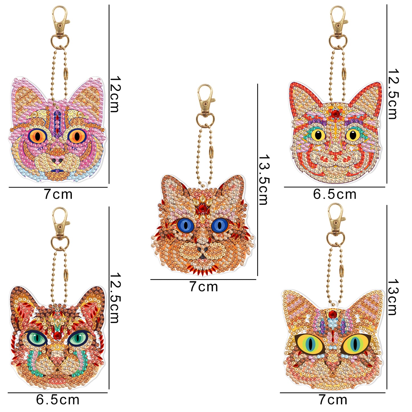 DIY Diamond Painting keychain | Cat | 5 Piece Set