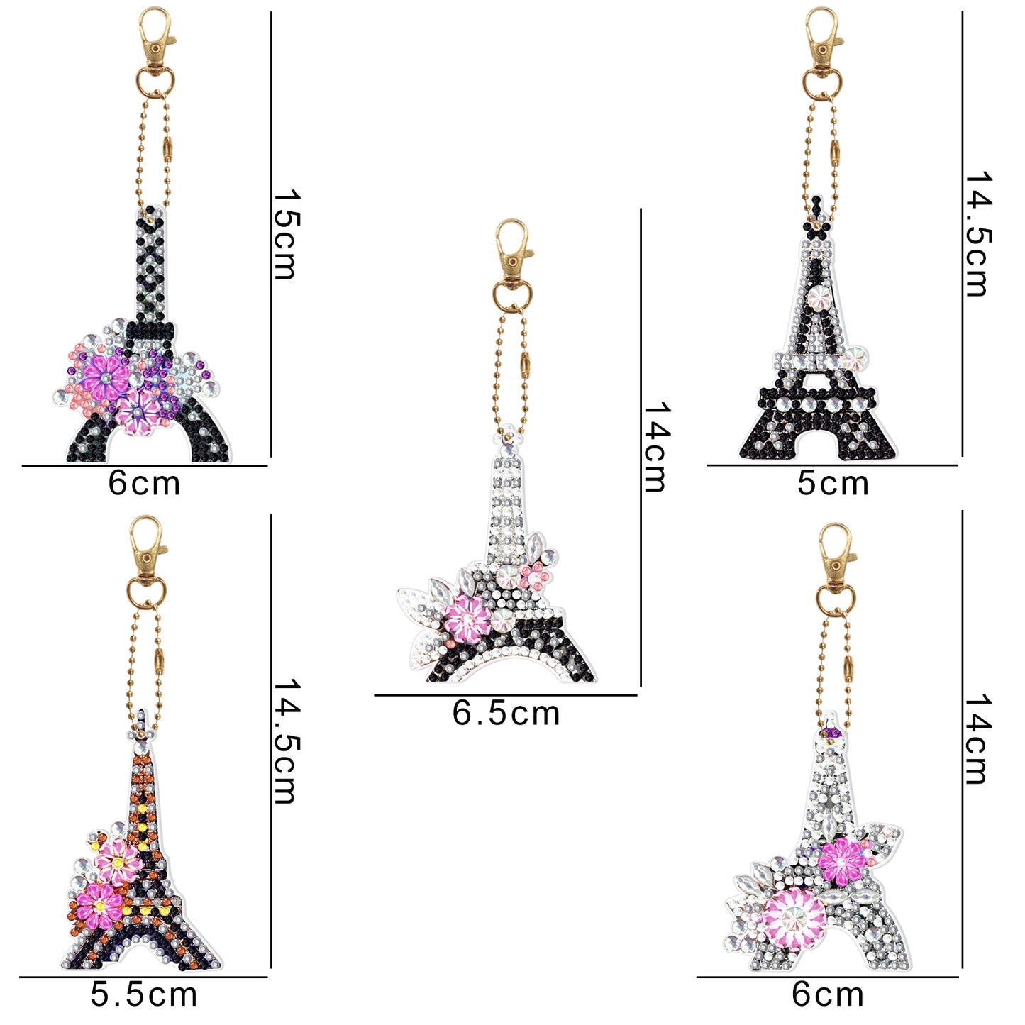 DIY Diamond Painting keychain | Paris Tower | 5 Piece Set