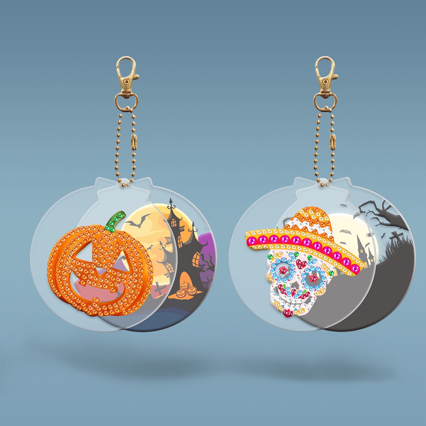 DIY keychain | Pumpkin Skull | Two Piece Set