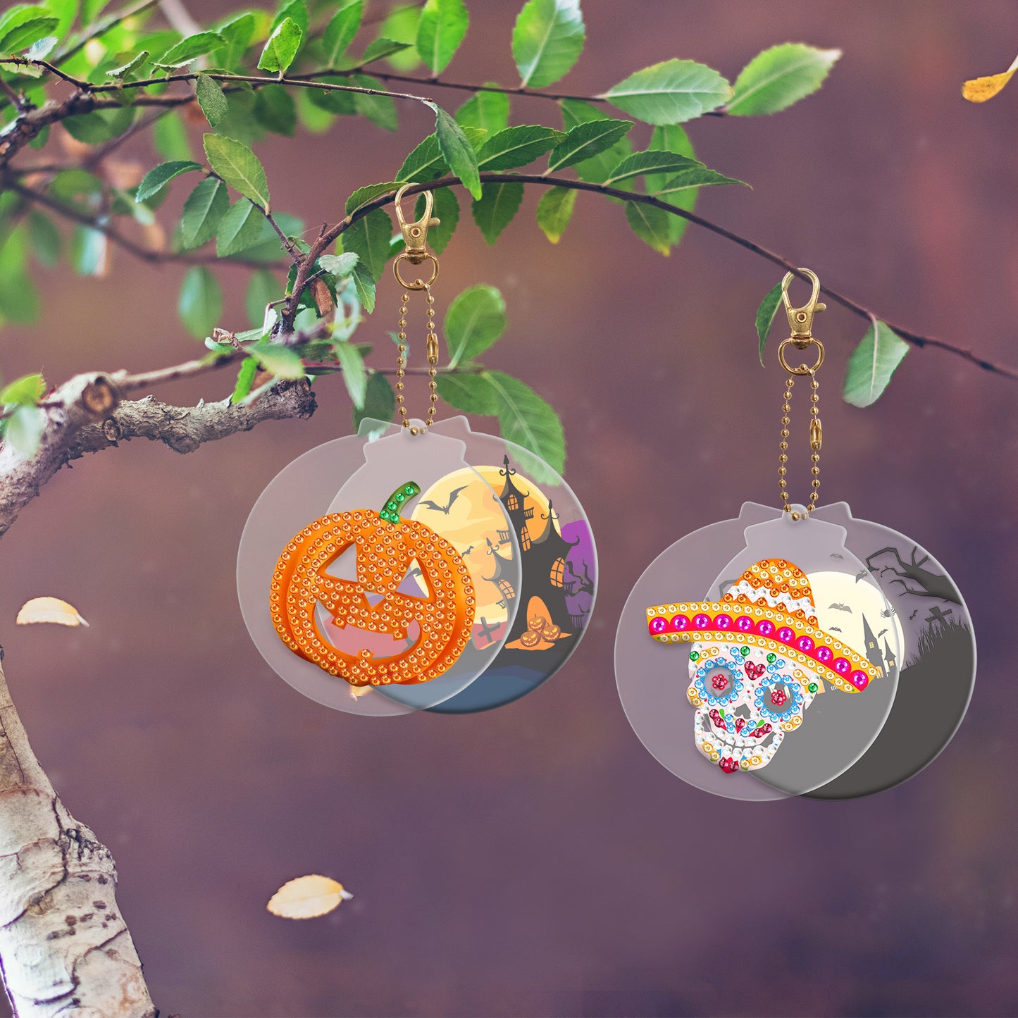 DIY keychain | Pumpkin Skull | Two Piece Set