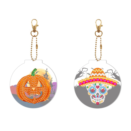 DIY keychain | Pumpkin Skull | Two Piece Set