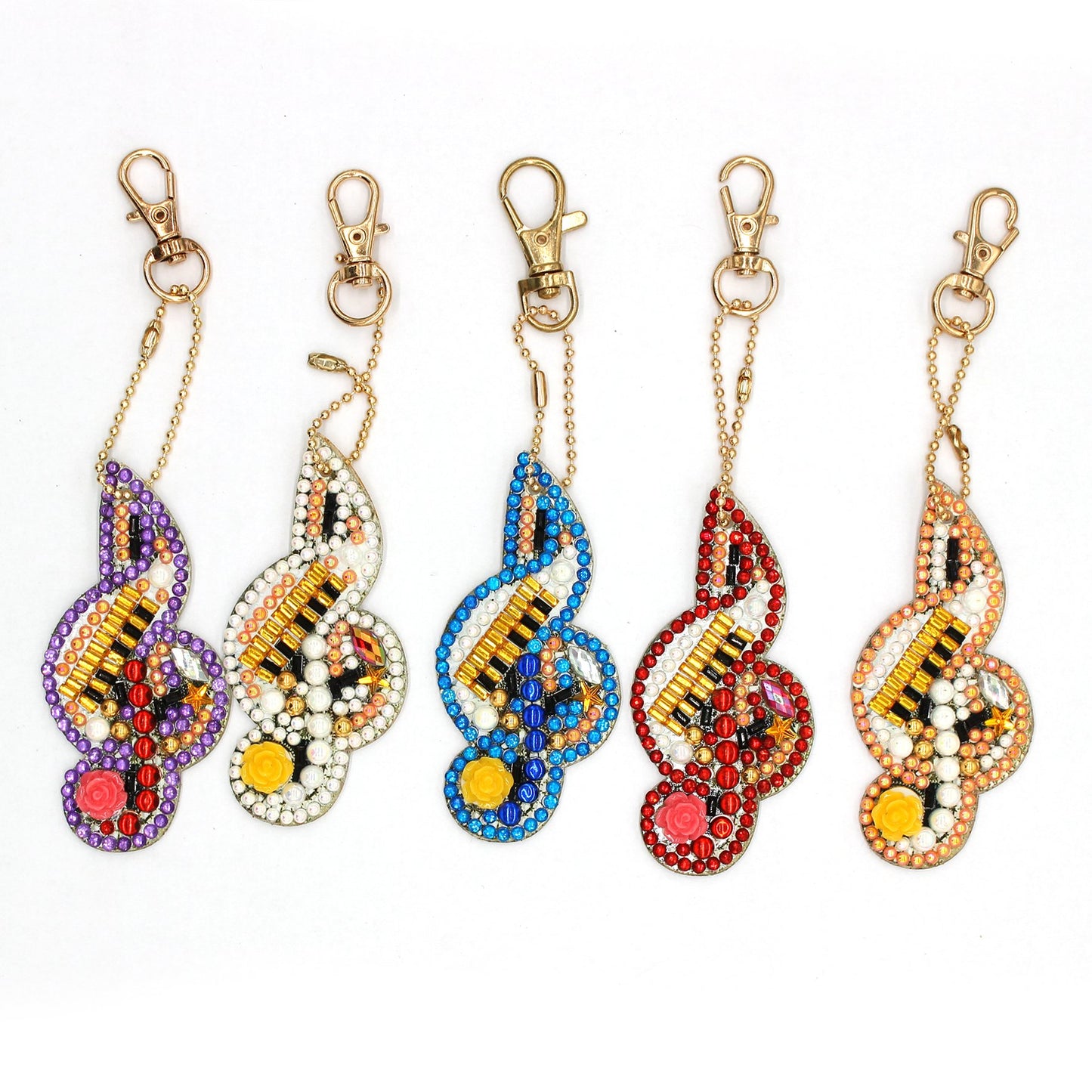 Double-sided stickers special diamond painted keychain key ring-Musical note