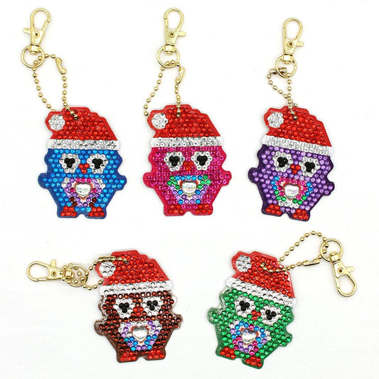 Double-sided stickers special diamond painted keychain key ring-Red hat