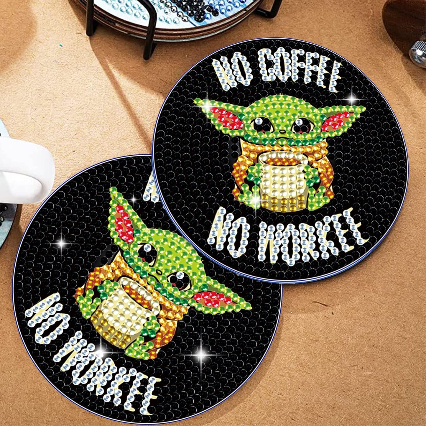 2 pcs set DIY Special Shaped Diamond Painting Coaster | Yoda