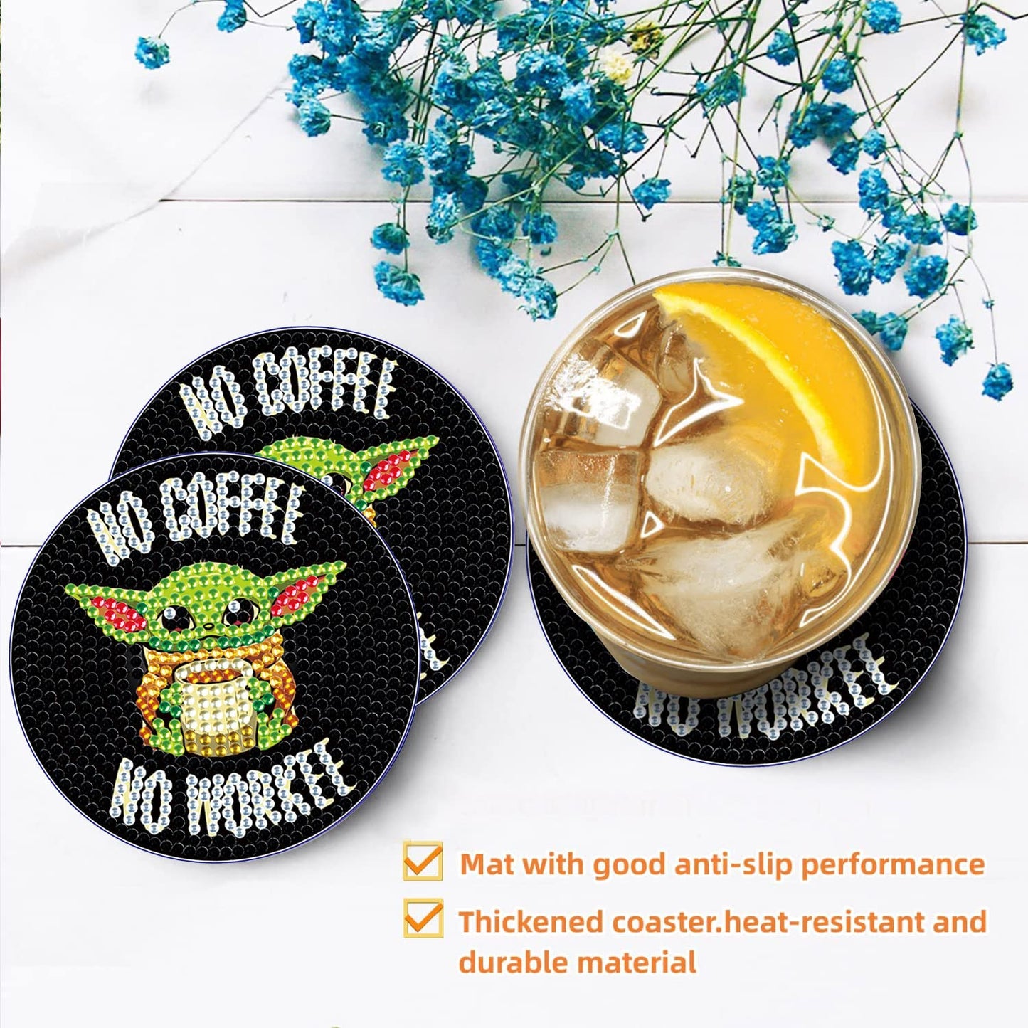 2 pcs set DIY Special Shaped Diamond Painting Coaster | Yoda