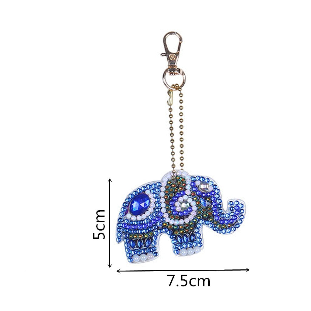 5pcs DIY Elephant Sets Special Shaped Full Drill Diamond Painting Schlüsselanhänger mit Schlüsselring Schmuck Geschenke für Mädchen Taschen 