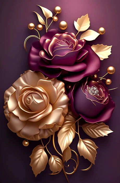 Diamond Painting  |  Purple Gold Rose