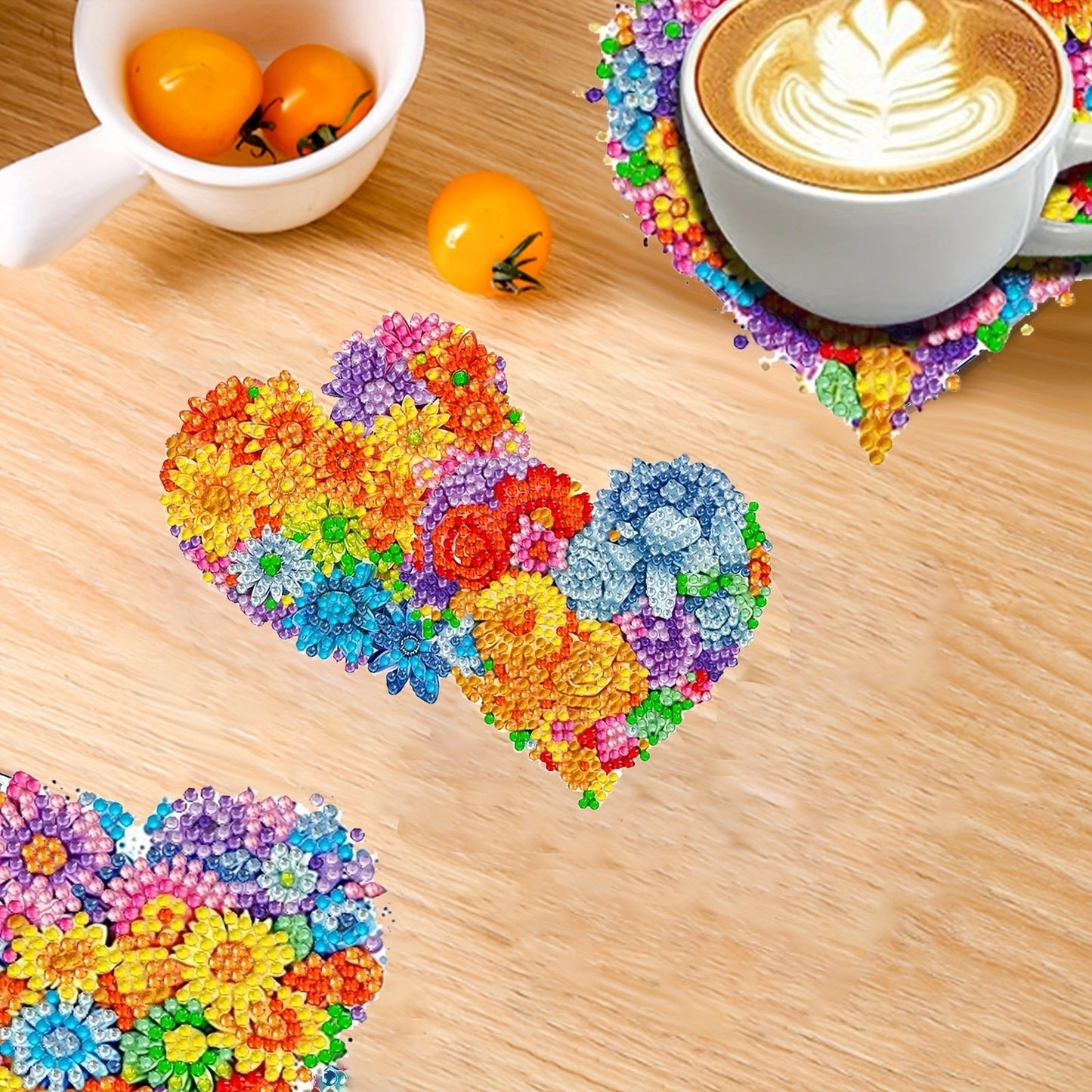 6 pcs set DIY Special Shaped Diamond Painting Coaster  | love（no holder）