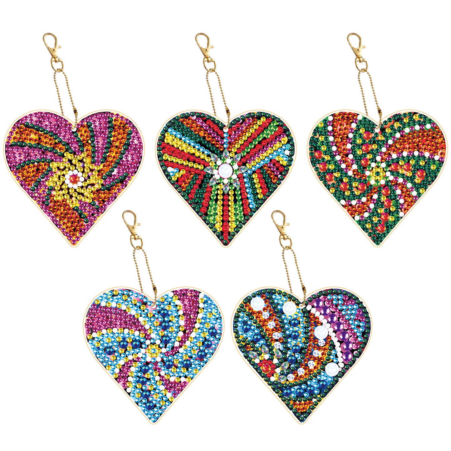 DIY keychain | Heart | Double-sided | Five Piece Set