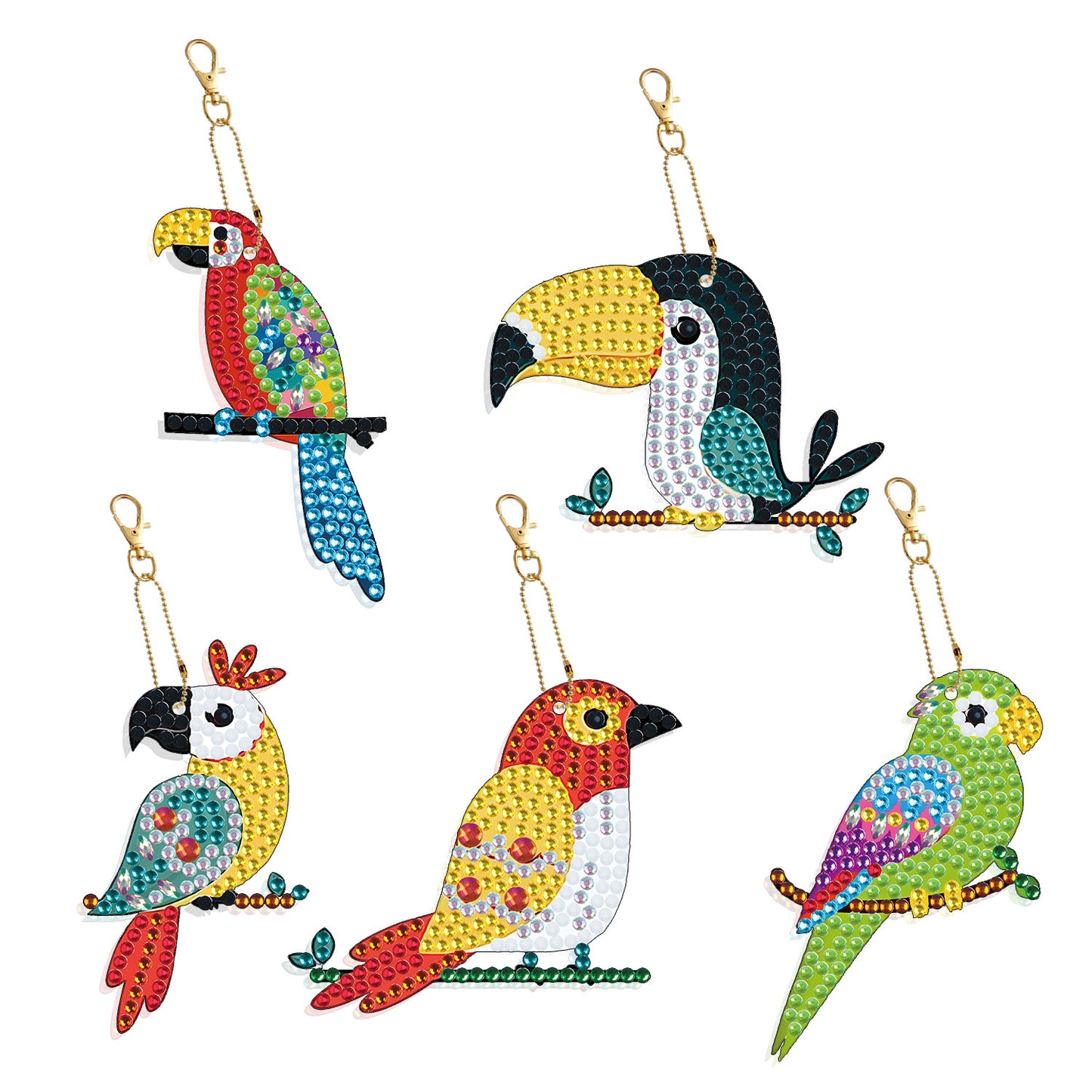 DIY keychain | Parrot | Double-sided | Five Piece Set