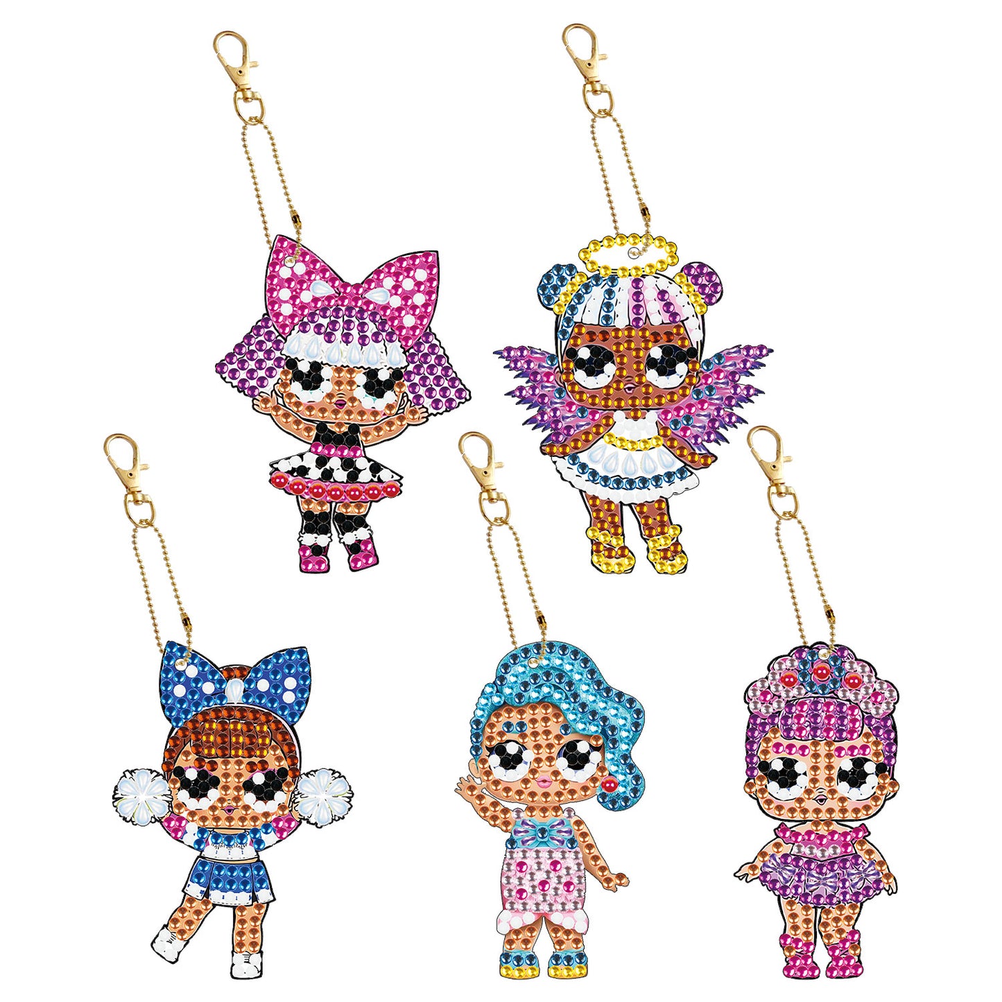 DIY keychain | Girl | Double-sided | Five Piece Set