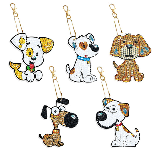 DIY keychain | Dog | Double-sided | Five Piece Set