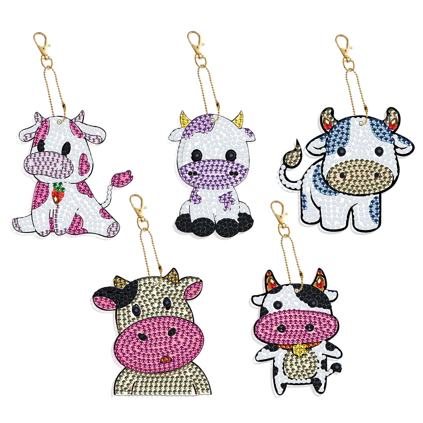 DIY keychain | Cow | Double-sided | Five Piece Set