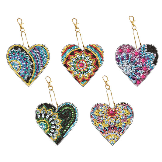 DIY keychain | Heart | Double-sided | Five Piece Set