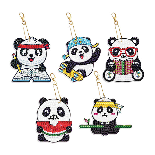 DIY keychain | Panda | Double-sided | Five Piece Set