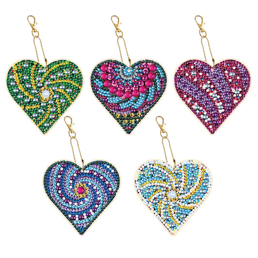 DIY keychain | Heart | Double-sided | Five Piece Set