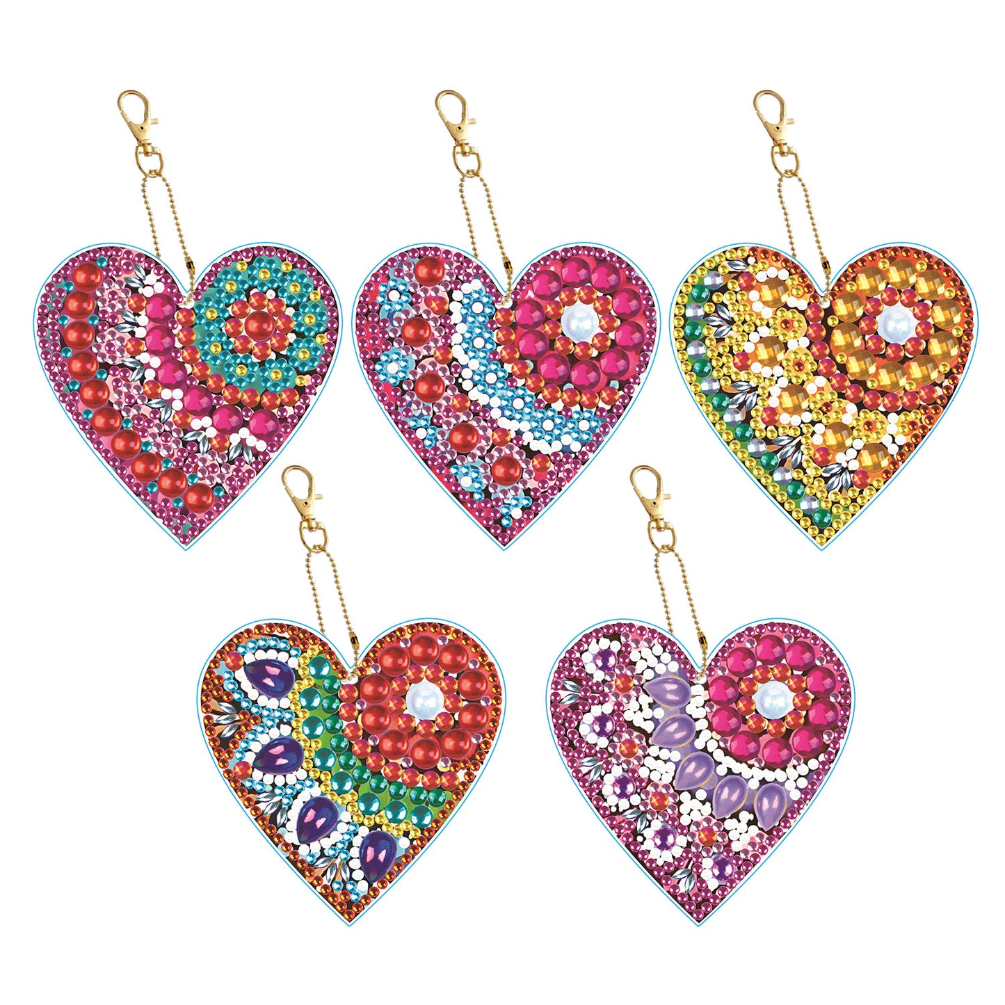 DIY keychain | Heart | Double-sided | Five Piece Set