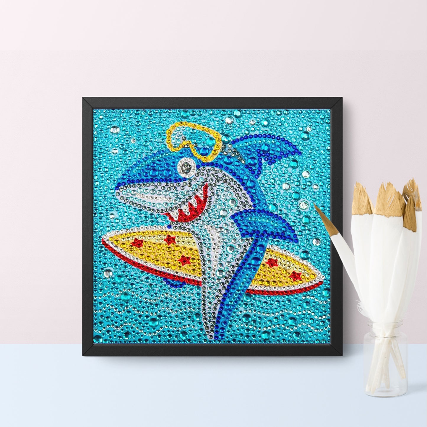 Série pour enfants-| requin | Cristal strass plein diamant peint-(sans cadre)