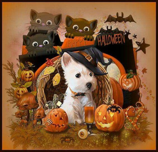 Halloween-Hund | Vollständige runde/quadratische Diamond Painting Kits 