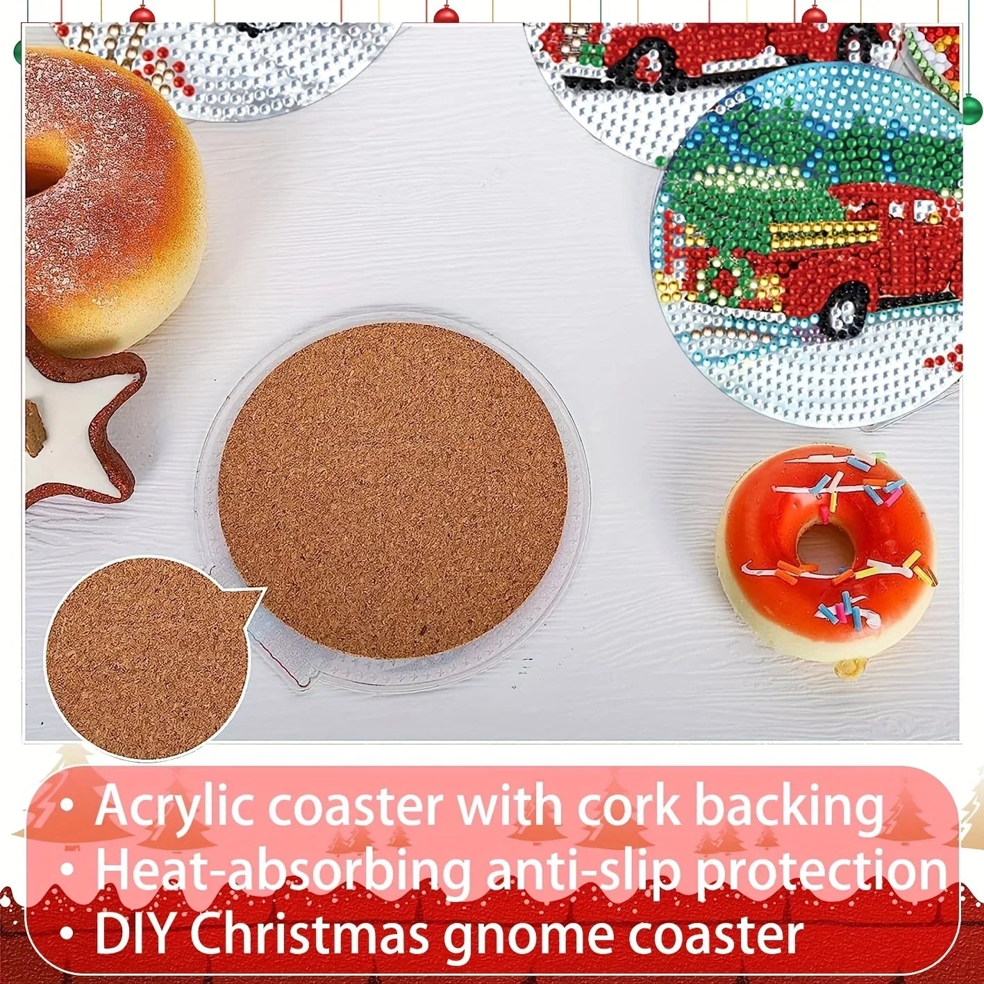 6 pcs set DIY Special Shaped Diamond Painting Coaster  | Christmas (no holder)