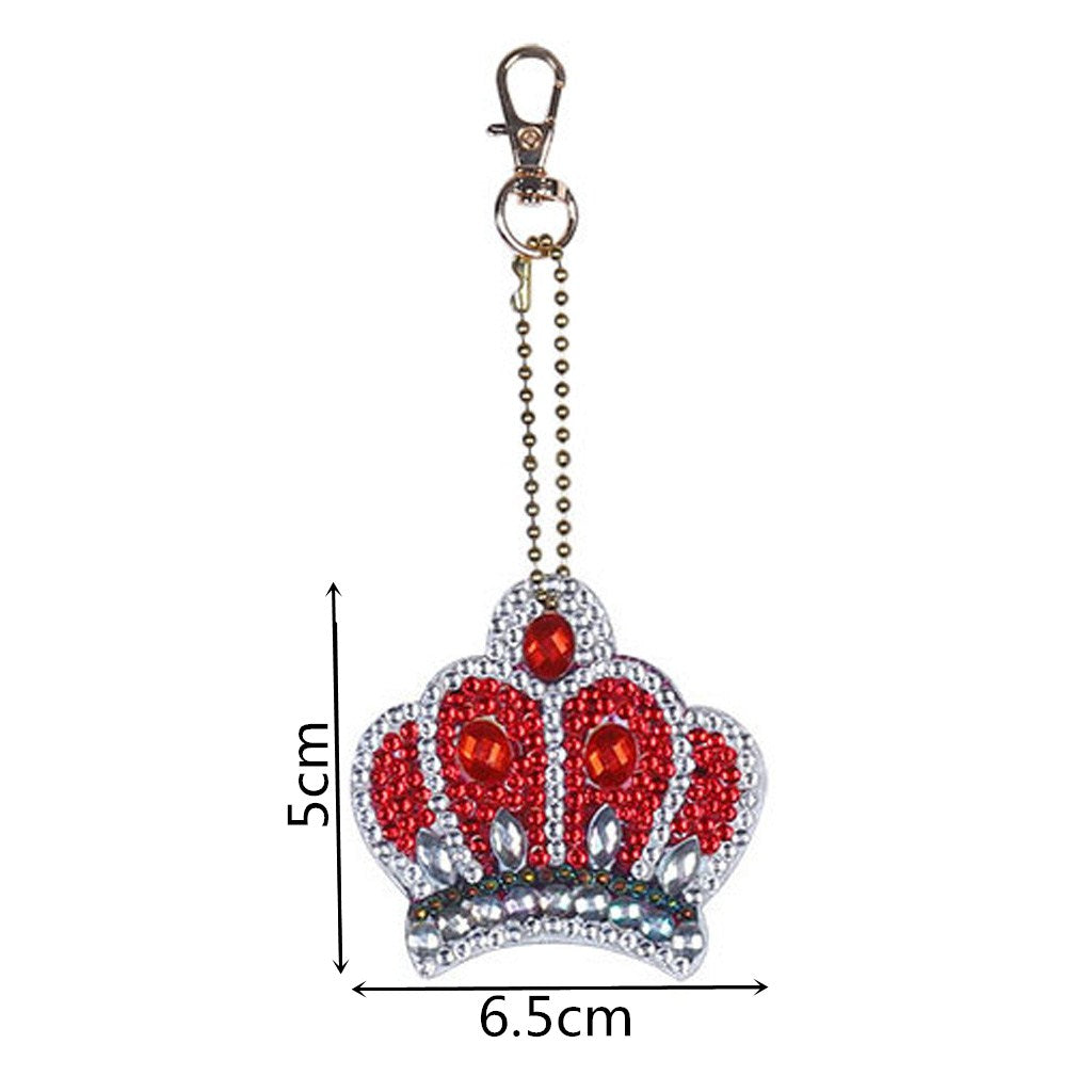 5pcs DIY Crown Sets Special Shaped Full Drill Diamond Painting Key Chain with Key Ring Jewelry Gifts for Girl Bags