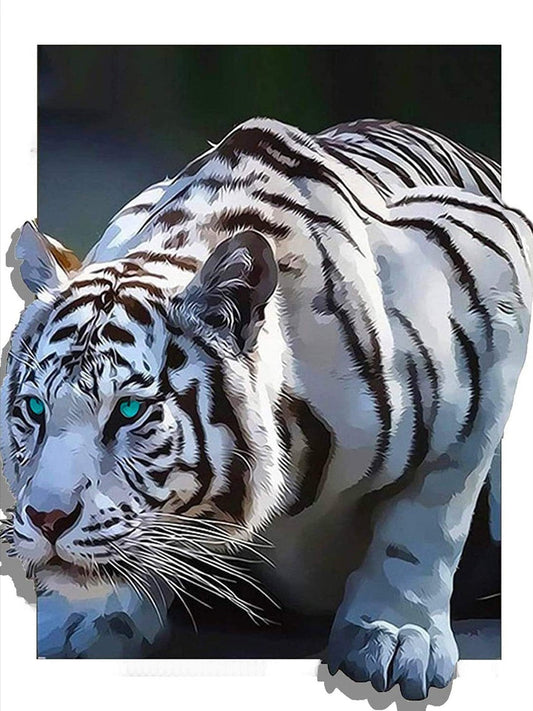3D Animals-Green eyes Tiger infested  | Full Round/square Diamond Painting Kits