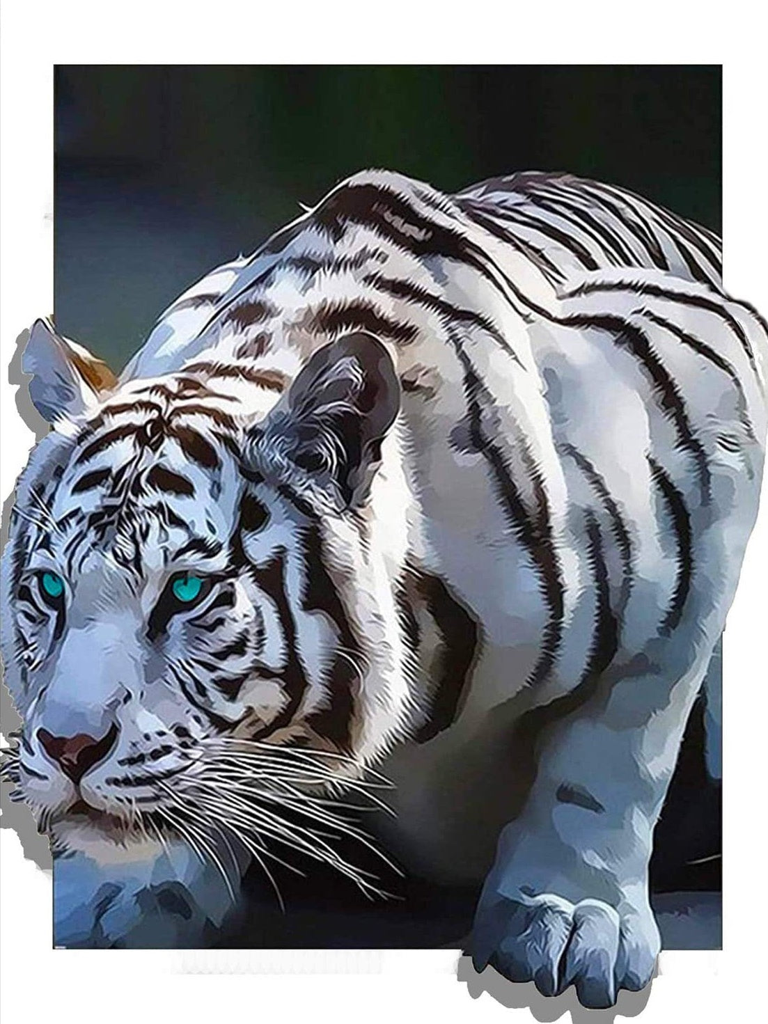 3D Animaux-Yeux verts Tigre infesté | Kits complets de peinture au diamant rond/carré