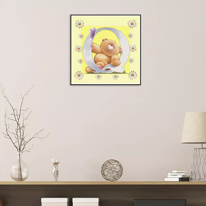 Lettre Ours | Peinture au diamant rond | A--Z | 30*40