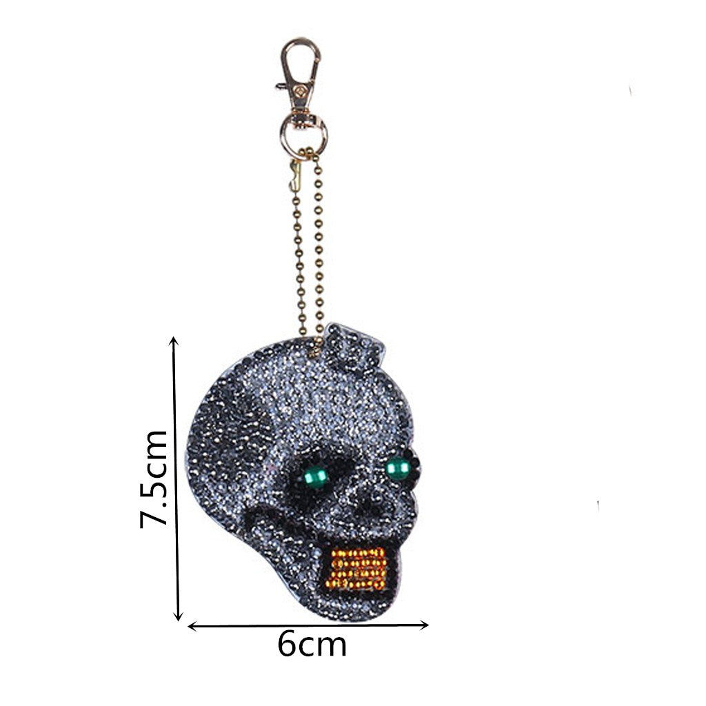 5pcs DIY Skull Sets Special Shaped Full Drill Diamond Painting Key Chain with Key Ring Jewelry Gifts for Girl Bags