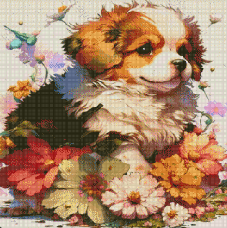 Full Round/Square Diamond Painting Kits | Flower and Dog Collection