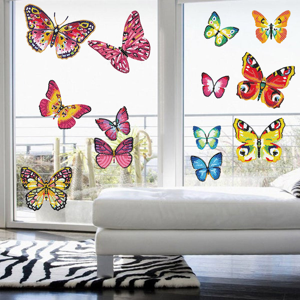 4pcs/pack Round Diamond Painting Stickers Wall Sticker | Butterfly