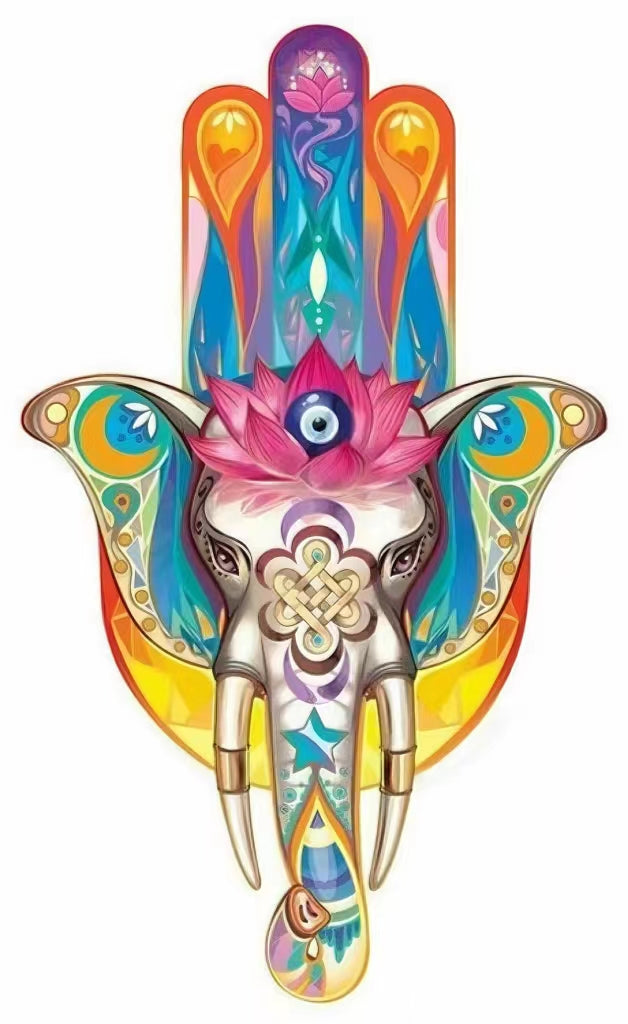 Kits de peinture au diamant | Hamsa Eléphant Blanc