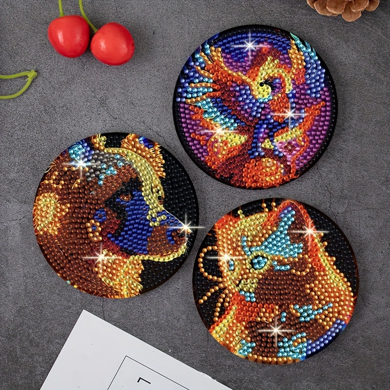 8 pcs set DIY Special Shaped Diamond Painting Coaster  | animal（no holder）