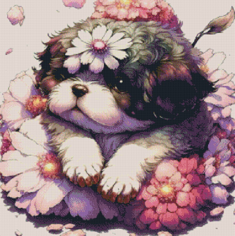 Full Round/Square Diamond Painting Kits | Flower and Dog Collection