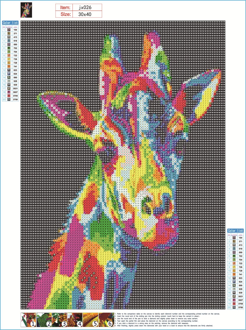 Color giraffe | Full Round Diamond Painting Kits