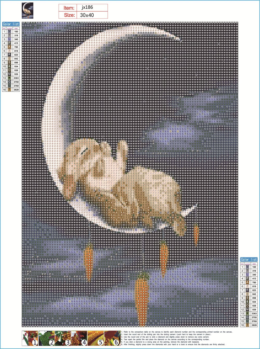 Lapin lunaire | Kits complets de peinture au diamant rond