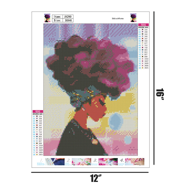 Woman With Purple Hair  | Full Round Diamond Painting Kits