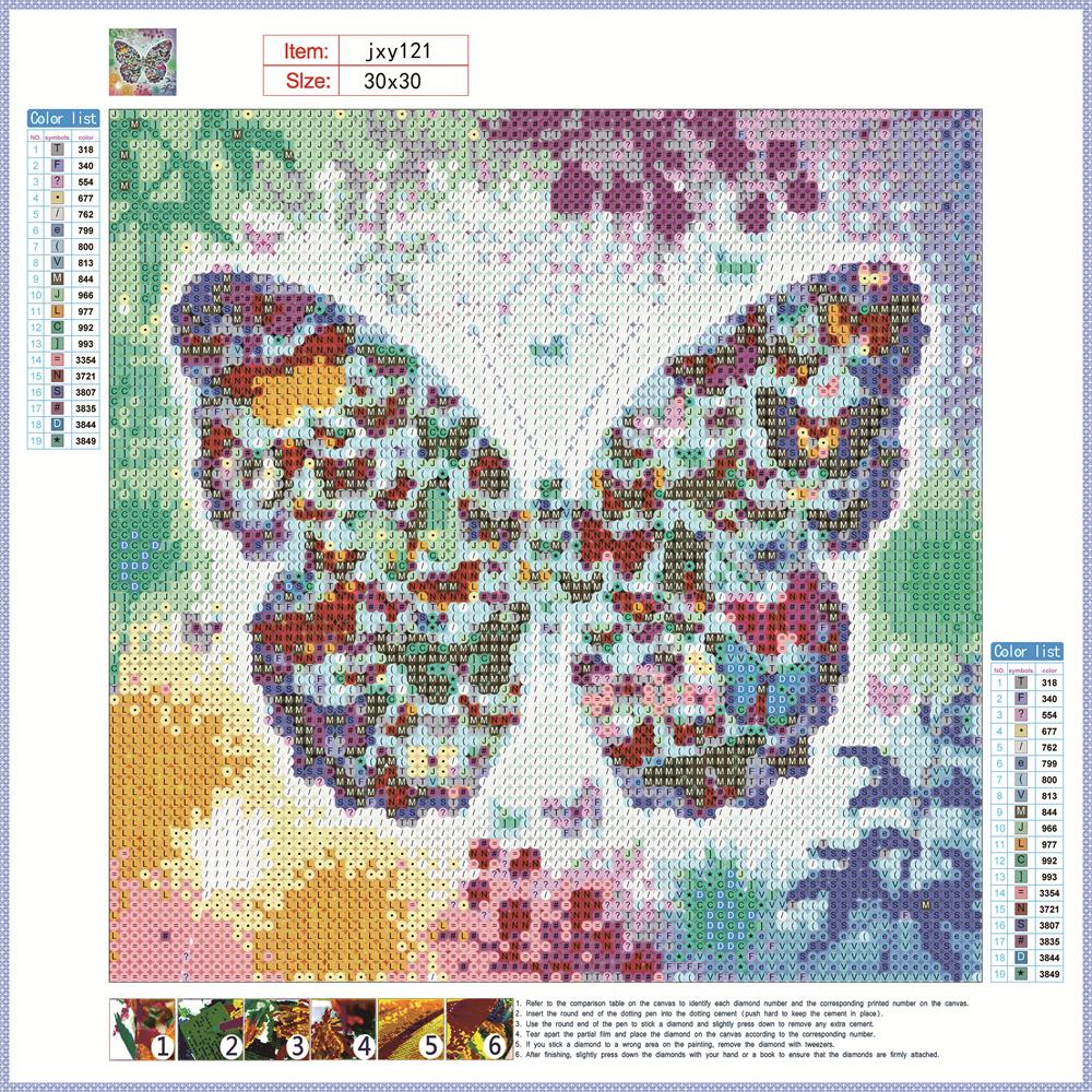 Papillon | Kits complets de peinture au diamant rond
