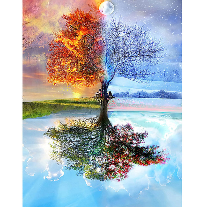 Four Seasons Tree  | Full Round Diamond Painting Kits