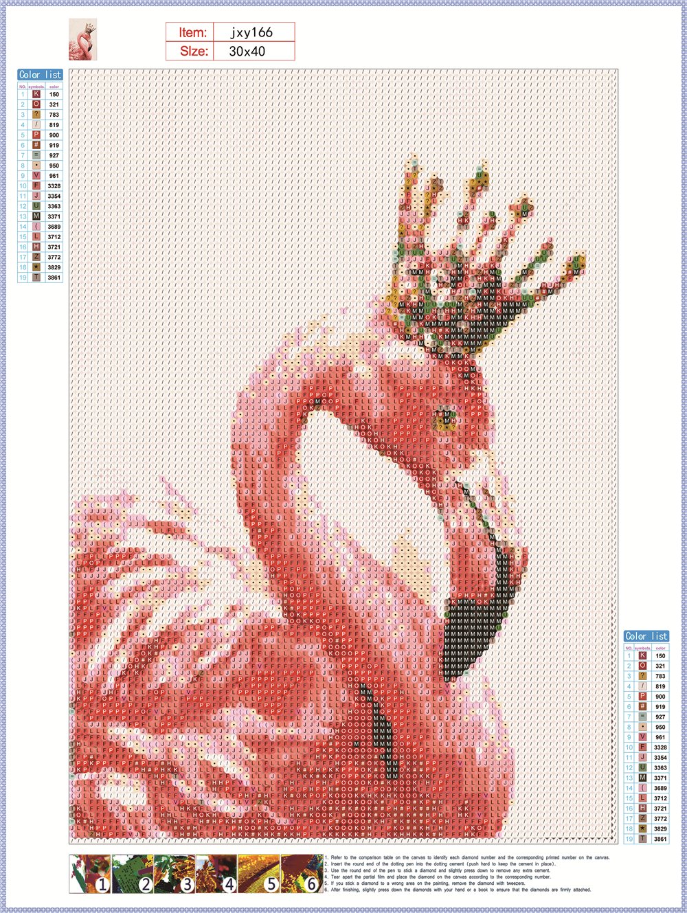 Flamant rose | Kits complets de peinture au diamant rond 