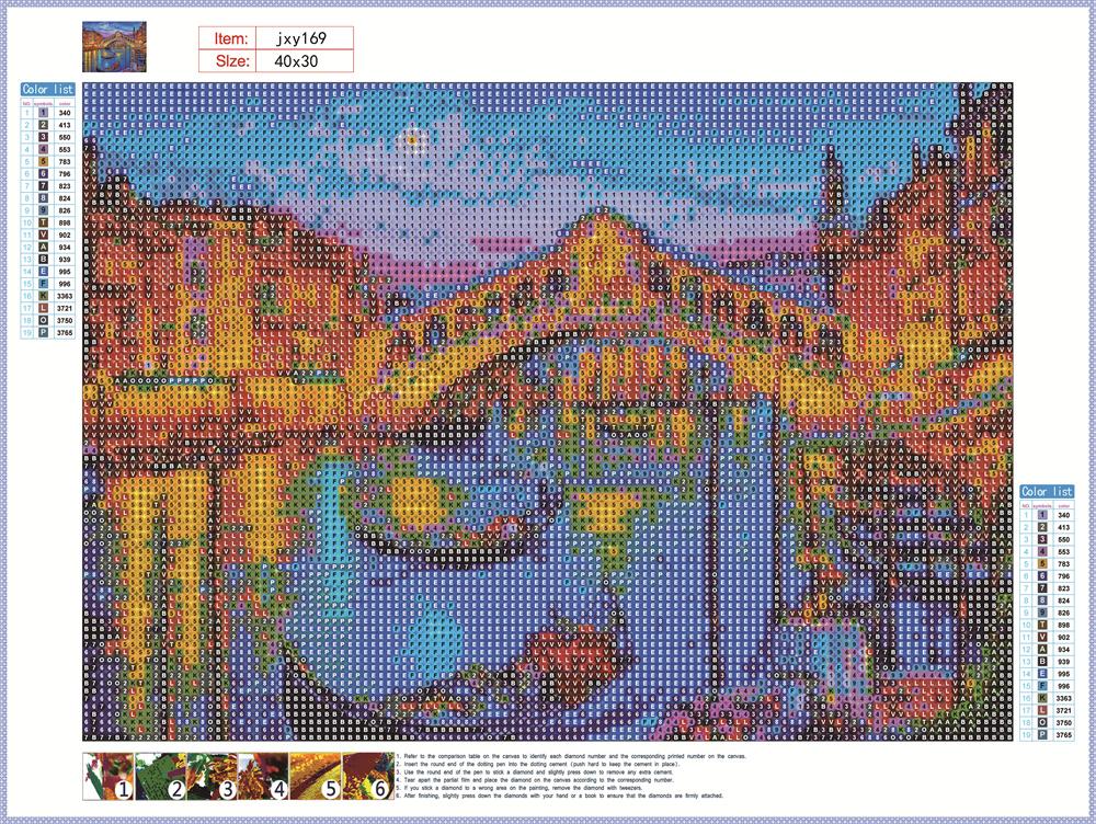 Vue nocturne de Venise | Kits complets de peinture au diamant rond 