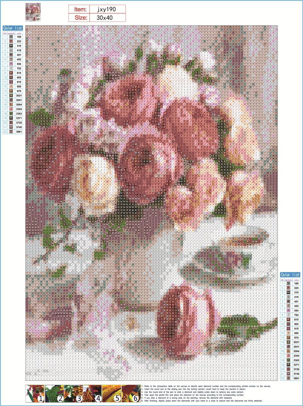 Fleurs roses en fleurs | Kits complets de peinture au diamant rond 