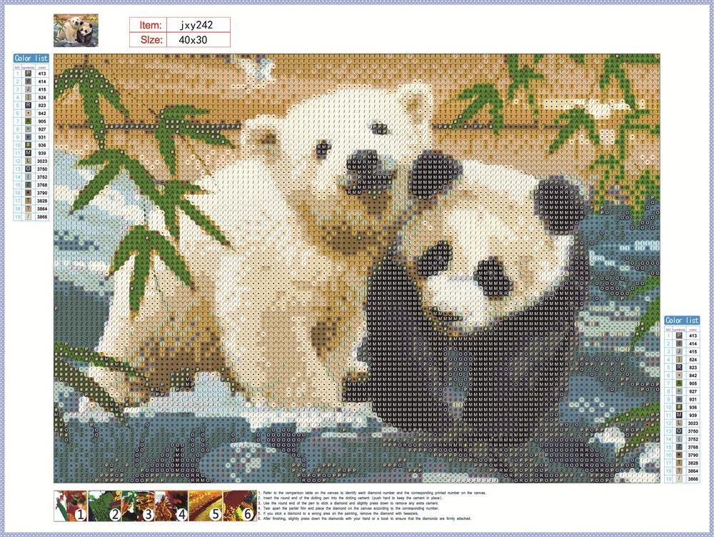 Panda | Kits complets de peinture au diamant rond 