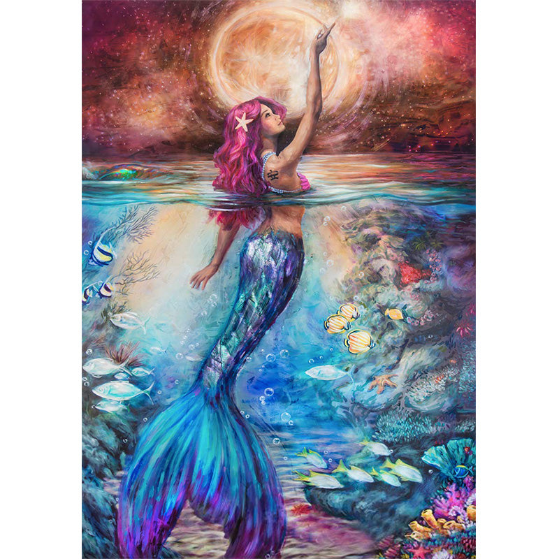 Moon Mermaid  | Full Round Diamond Painting Kits
