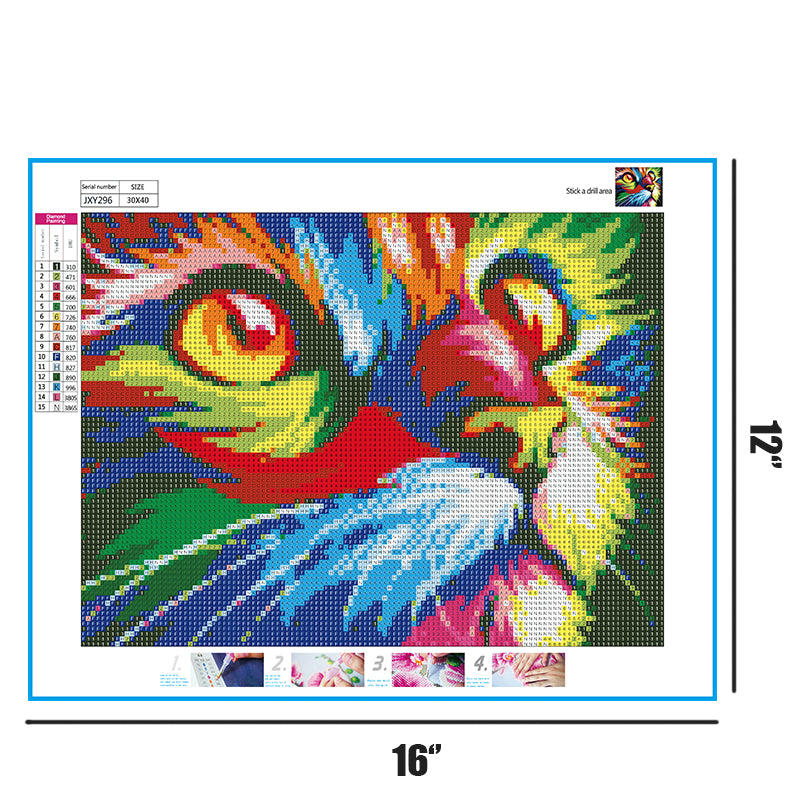 Colorful Cat  | Full Round Diamond Painting Kits